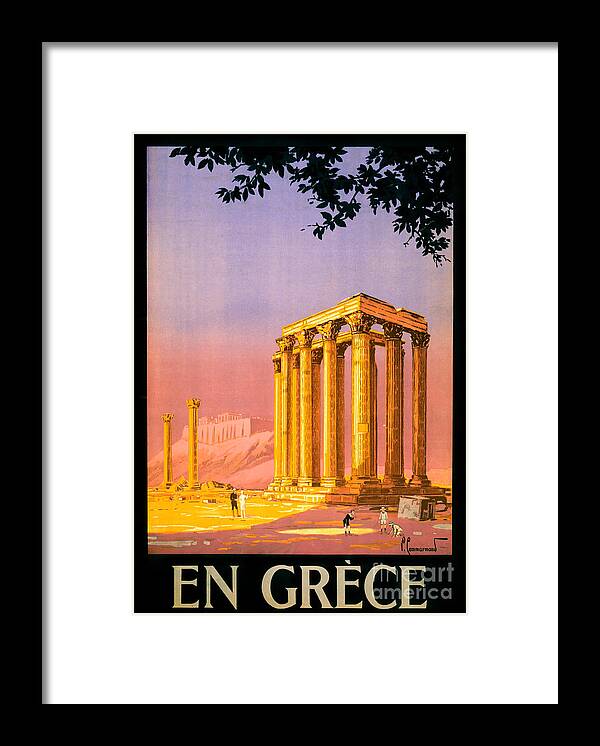 Greece Framed Print featuring the digital art Greece Vintage Travel Poster Restored #1 by Vintage Treasure