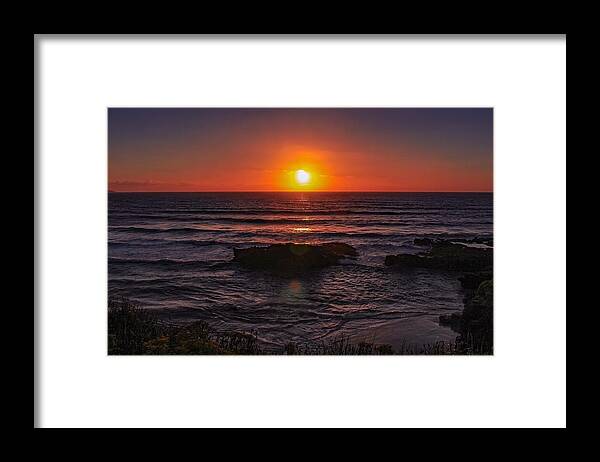 Landscape Framed Print featuring the photograph Gwithian beach sunset #1 by Claire Whatley