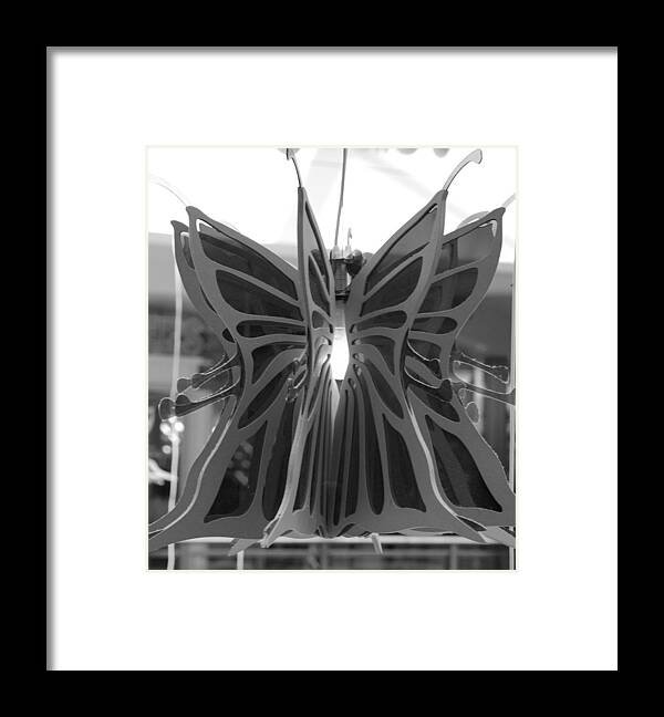 Black And White Framed Print featuring the photograph Hanging Butterfly #1 by Rob Hans
