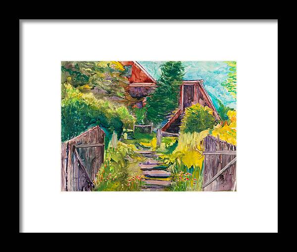 Landscape Framed Print featuring the painting Hill House #1 by Gary DeBroekert
