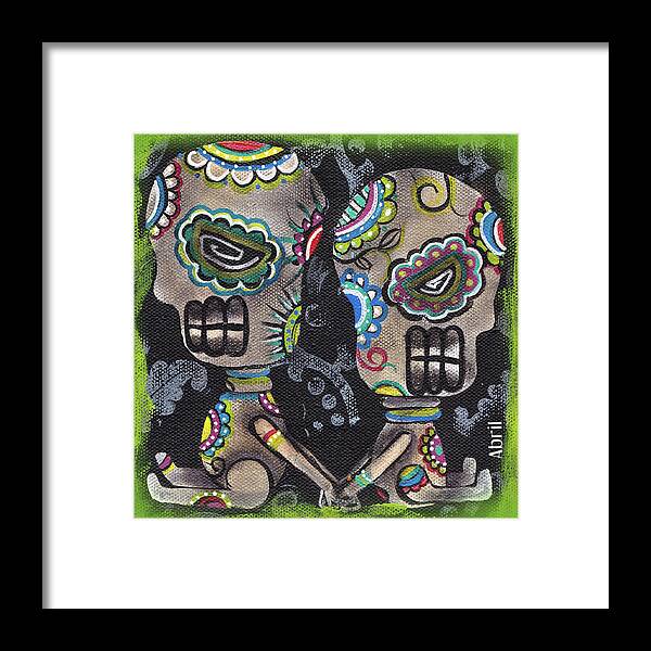 Day Of The Dead Framed Print featuring the painting Holding you by Abril Andrade