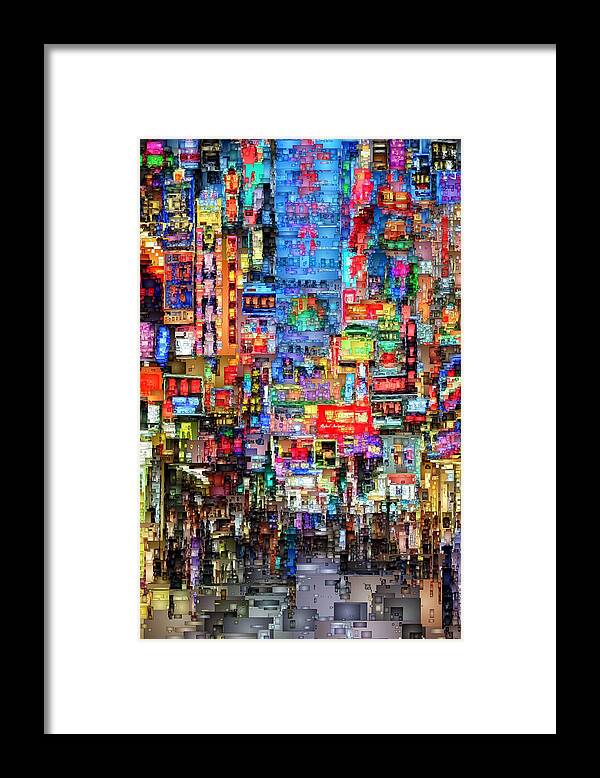 Rafael Salazar Framed Print featuring the digital art Hong Kong City Nightlife by Rafael Salazar