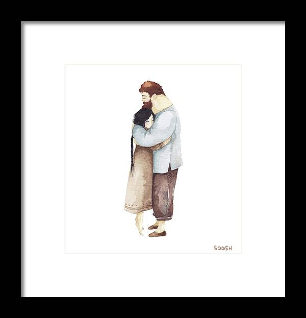 Bysoosh Framed Print featuring the painting Hug me by Soosh
