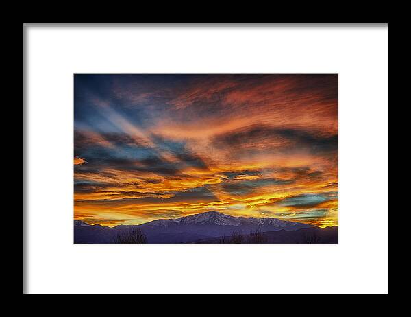 Sunset Framed Print featuring the photograph Incredible Sunset Over Pikes Peak #1 by David Soldano