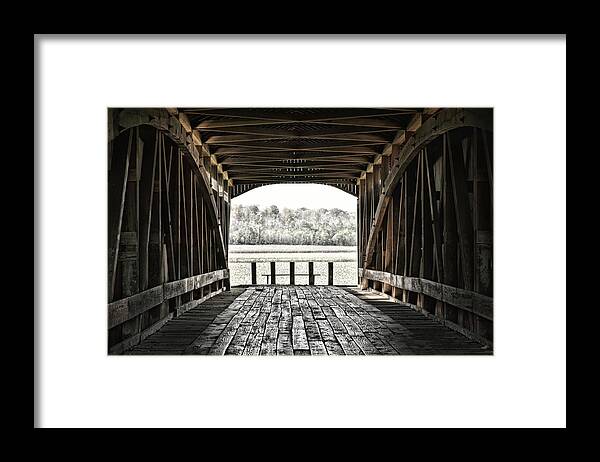 Covered Framed Print featuring the photograph Inside the Covered Bridge #1 by Joanne Coyle
