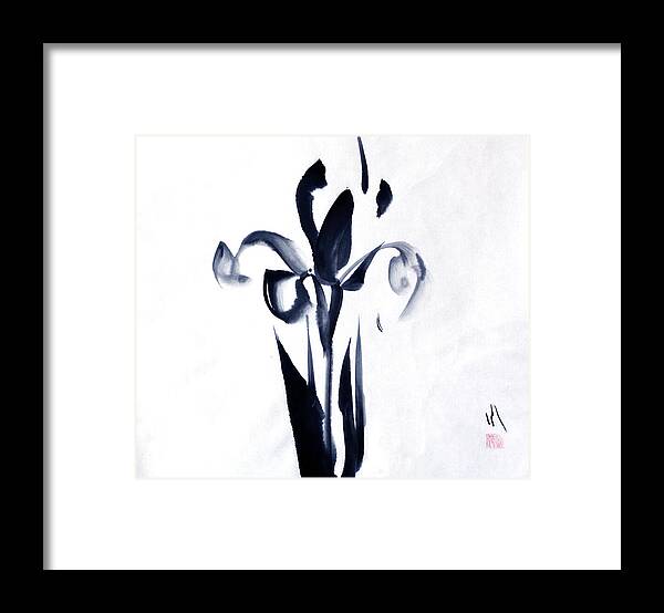 Japanese Framed Print featuring the painting Iris #1 by Fumiyo Yoshikawa