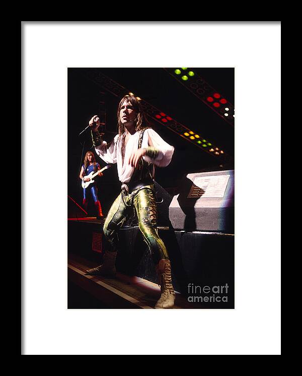 Iron Maiden Framed Print featuring the photograph Iron Maiden 1987 Bruce Dickinson #2 by Chris Walter