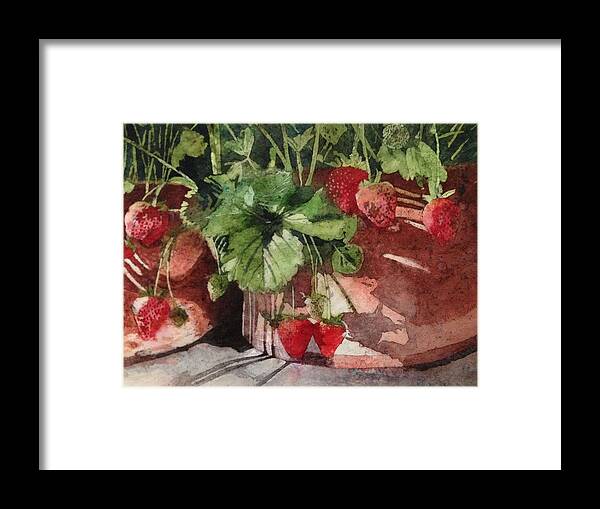 Strawberries Framed Print featuring the painting It's Berry Season #2 by Diane Fujimoto