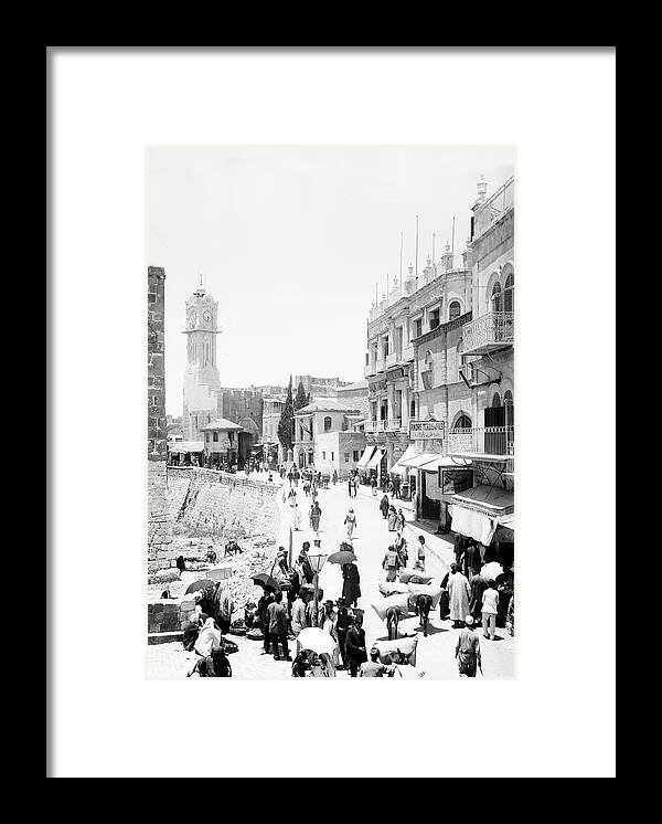Clock Framed Print featuring the photograph Jaffa Gate 1907 #1 by Munir Alawi