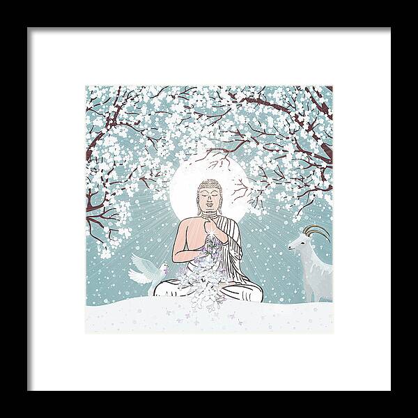 Symbolic Digital Art Framed Print featuring the digital art Japanese Winter #1 by Harald Dastis