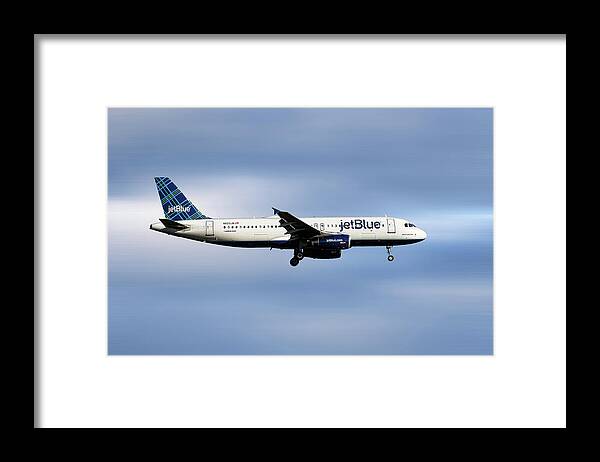 Jetblue Framed Print featuring the mixed media JetBlue Airways Airbus A320-232 #1 by Smart Aviation