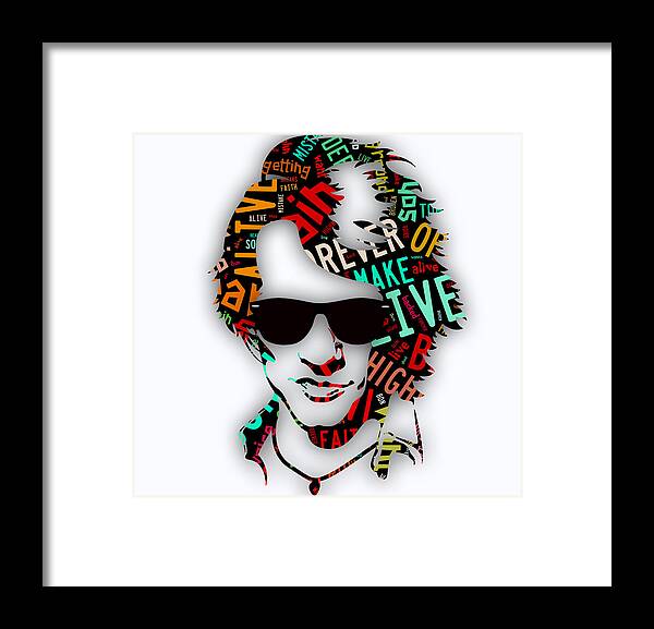 Jon Bon Jovi Framed Print featuring the mixed media Jon Bon Jovi It's My Life Lyrics #1 by Marvin Blaine