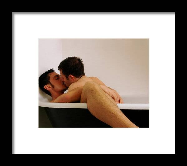 Kiss Framed Print featuring the painting Kiss in the Bath by Troy Caperton