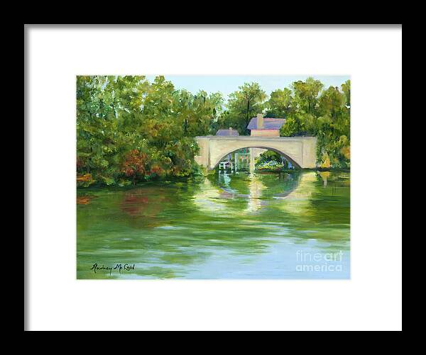 Lake Lure Nc Framed Print featuring the painting Lake Lure Bridge by Audrey McLeod