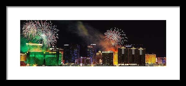  James Marvin Phelps Photography Framed Print featuring the photograph Las Vegas New Year's Eve Fireworks #2 by James Marvin Phelps