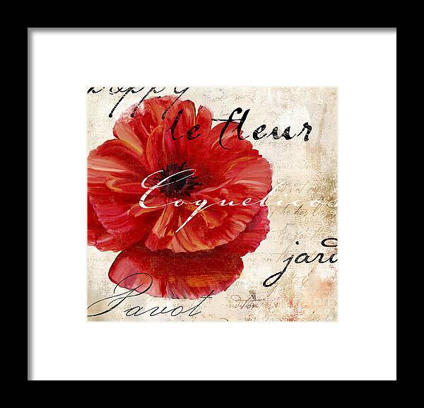 Poppy Framed Print featuring the painting Le Pavot #3 by Mindy Sommers
