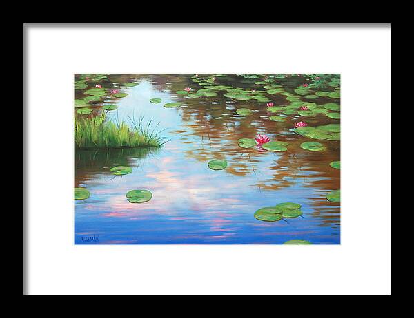  River Framed Print featuring the painting Lily Pond #1 by Graham Gercken