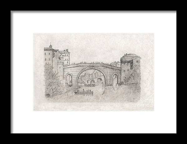 Liverpool Framed Print featuring the drawing Liverpool Bridge #1 by Donna L Munro