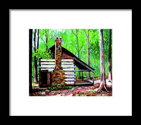 Log Cabin Framed Print featuring the painting Log Cabin V #1 by Stan Hamilton