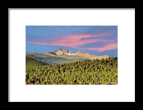 Beauty In Nature Framed Print featuring the photograph Longs Peak at Sunrise by Jeff Goulden