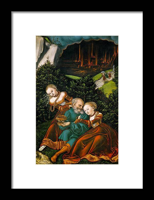 Lucas Cranach The Elder Framed Print featuring the painting Lot and his Daughters #2 by Lucas Cranach the Elder