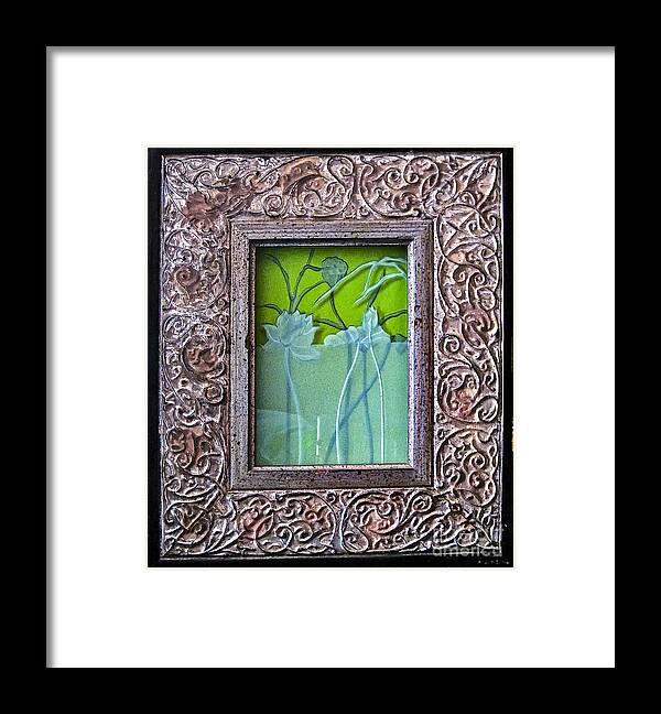 Plants Framed Print featuring the glass art Lotus Pond by Alone Larsen