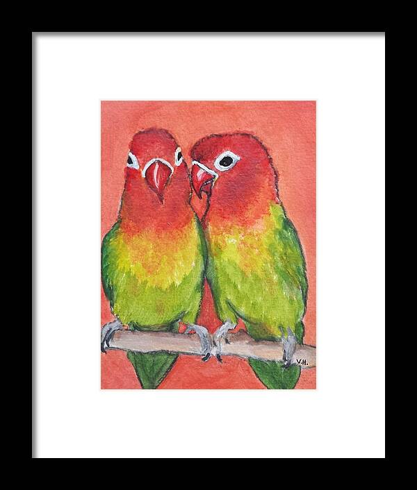 Birds Framed Print featuring the painting Love Birds #1 by Vivian Casey Fine Art