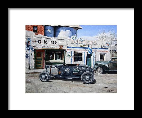 Hot Rod Framed Print featuring the painting Lucky 13 by Ruben Duran