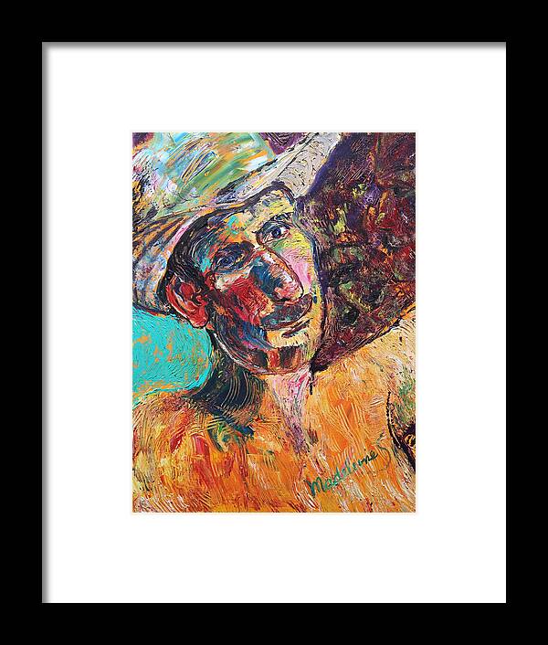 Portrait Framed Print featuring the painting Man in the sun by Madeleine Shulman