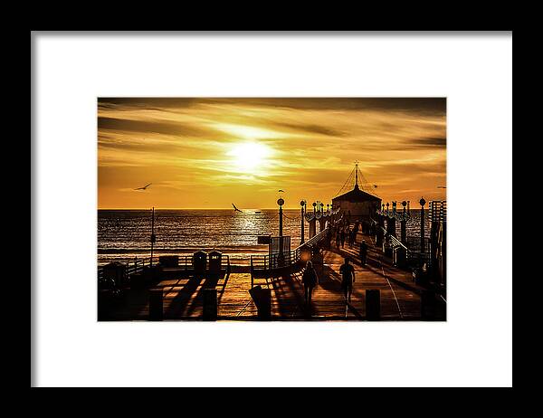 Pier Framed Print featuring the photograph Pier of Gold by April Reppucci