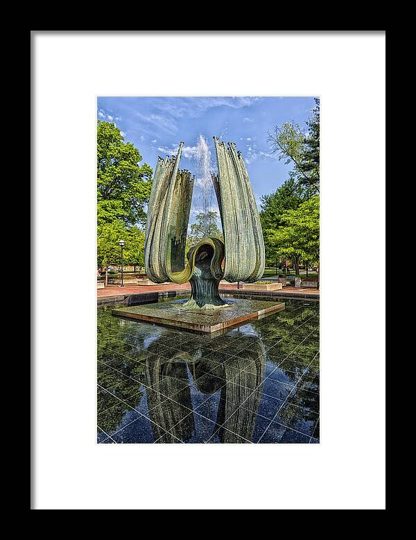 Marshall University Framed Print featuring the photograph Memorial Fountain On The Campus Of Marshall University #1 by Mountain Dreams