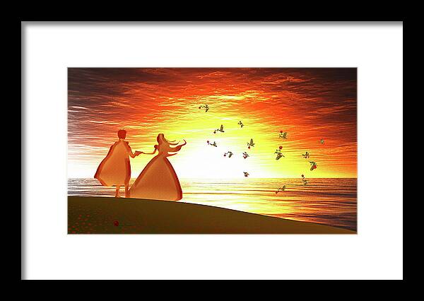 Symbolic Digital Art Framed Print featuring the digital art Message of love #1 by Harald Dastis