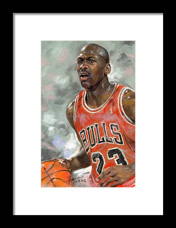 Michel Jordan Framed Print featuring the pastel Michael Jordan #1 by Ylli Haruni