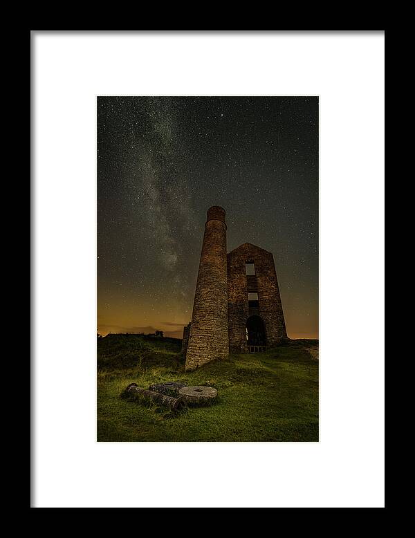 Derbyshire Framed Print featuring the photograph Milky Way Over Old Mine Buildings. #1 by Andy Astbury