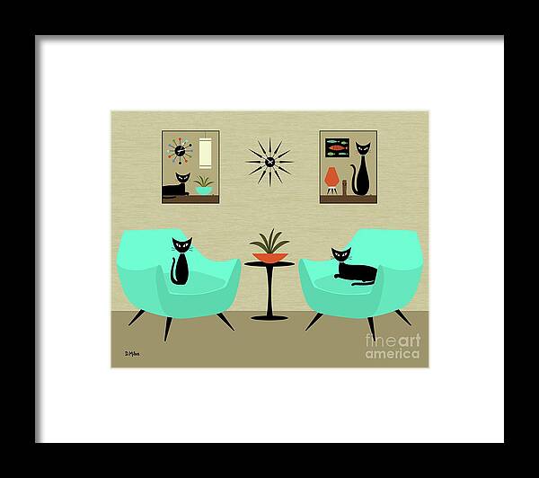  Framed Print featuring the digital art Mini Tabletop Cats #1 by Donna Mibus