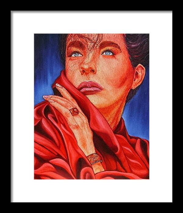 Painting Framed Print featuring the painting Modeled Beauty #1 by Shahid Muqaddim