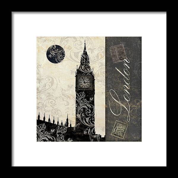 London Framed Print featuring the painting Moon Over London #2 by Mindy Sommers