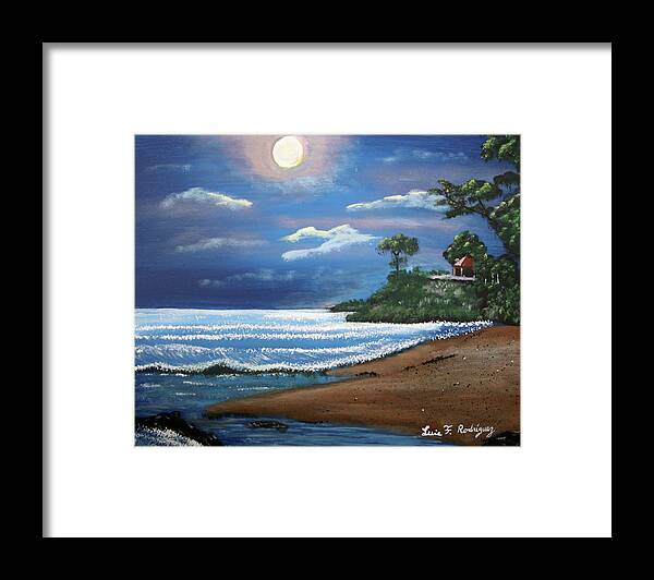 Moonlight Framed Print featuring the painting Moonlight In Rincon II by Luis F Rodriguez