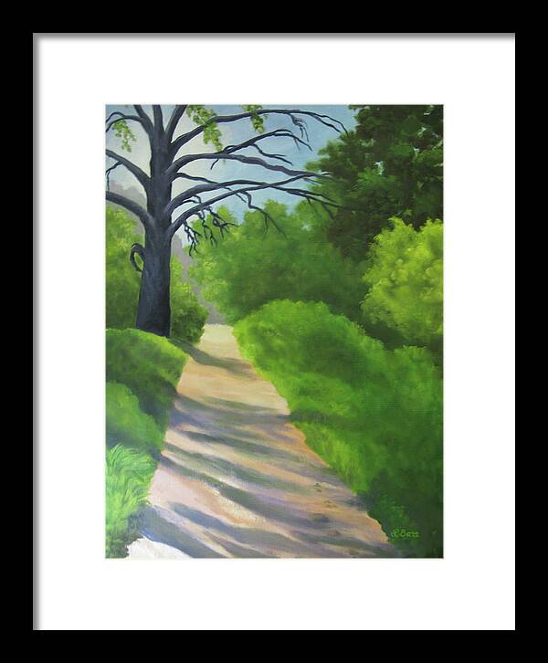 Landscape Framed Print featuring the painting Morning Trail in Placerita Canyon by Lisa Barr