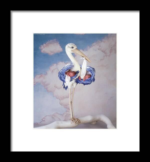 Baby Framed Print featuring the photograph Mother Stork by Anne Geddes