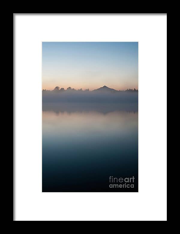Cascade Mountain Range Framed Print featuring the photograph Mount Pilchuck Sunrise with Fog #1 by Jim Corwin