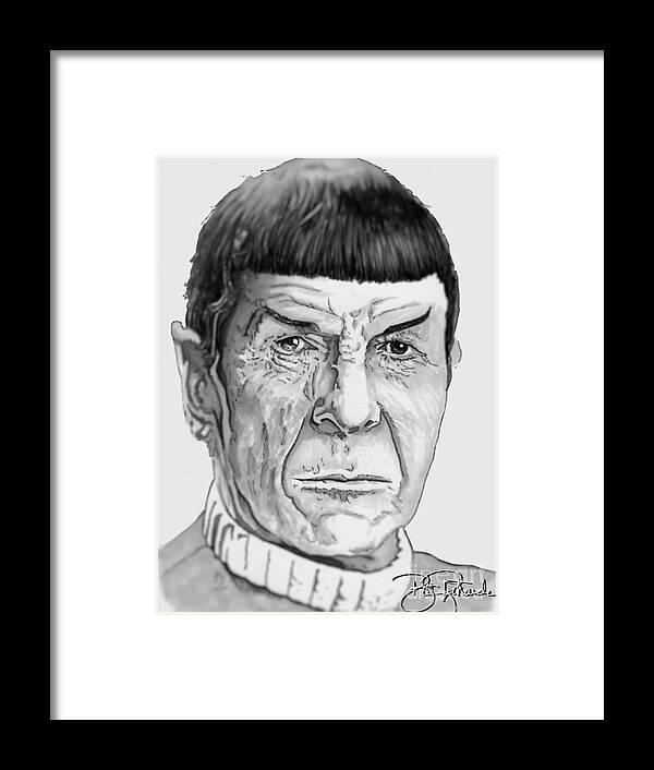 Spock Framed Print featuring the drawing Mr Spock #1 by Bill Richards