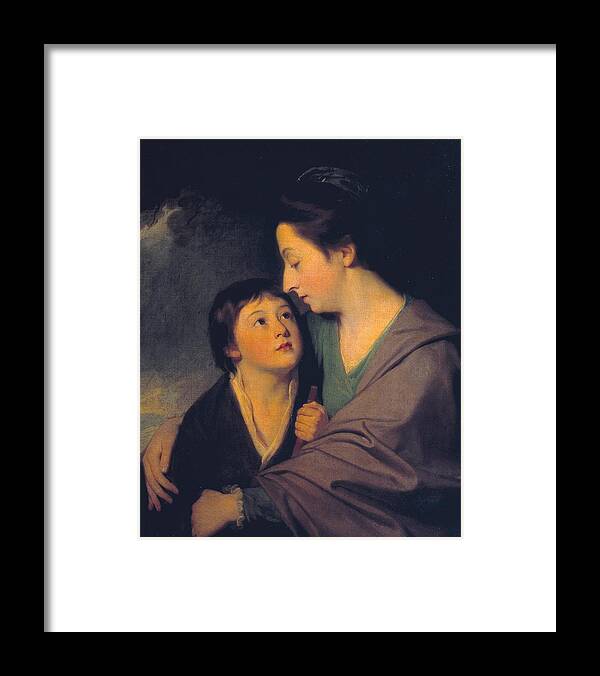 George Romney 17341802  Mrs Richard Cumberland And Her Son Charles Framed Print featuring the painting Mrs Richard Cumberland and her Son Charles #1 by George Romney