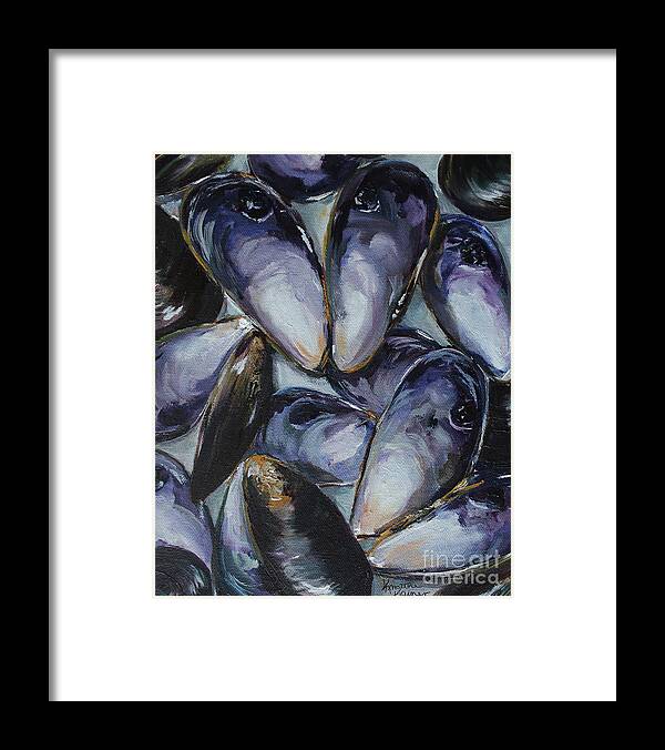 Mussels Framed Print featuring the painting Mussel Shells #1 by Kristine Kainer