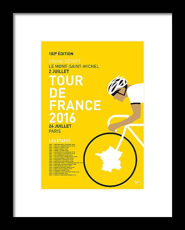 2016 Framed Print featuring the digital art My Tour De France Minimal Poster 2016 by Chungkong Art