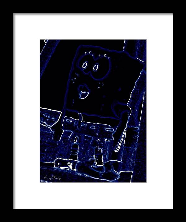 Sponge Bob Framed Print featuring the photograph Neon Sponge Bob #1 by Amy Hosp