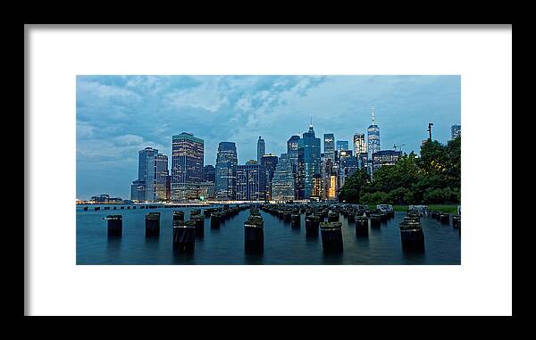 Sunset Framed Print featuring the photograph New York Skyline by Doolittle Photography and Art