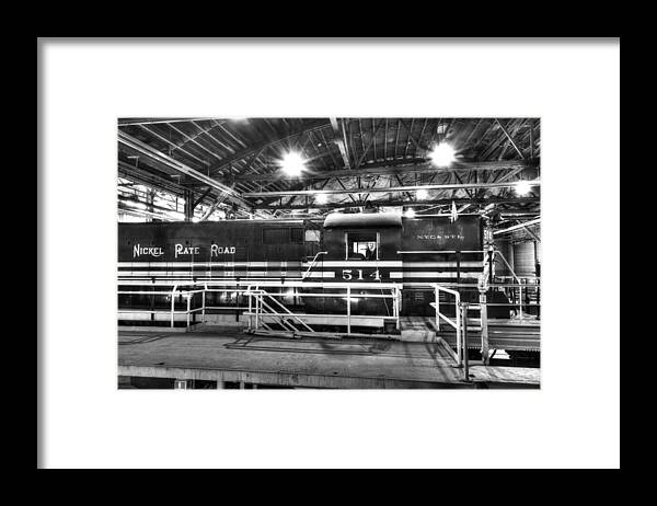 Nickel Plate Framed Print featuring the photograph Nickel Plate engine in the shop #1 by Paul W Faust - Impressions of Light