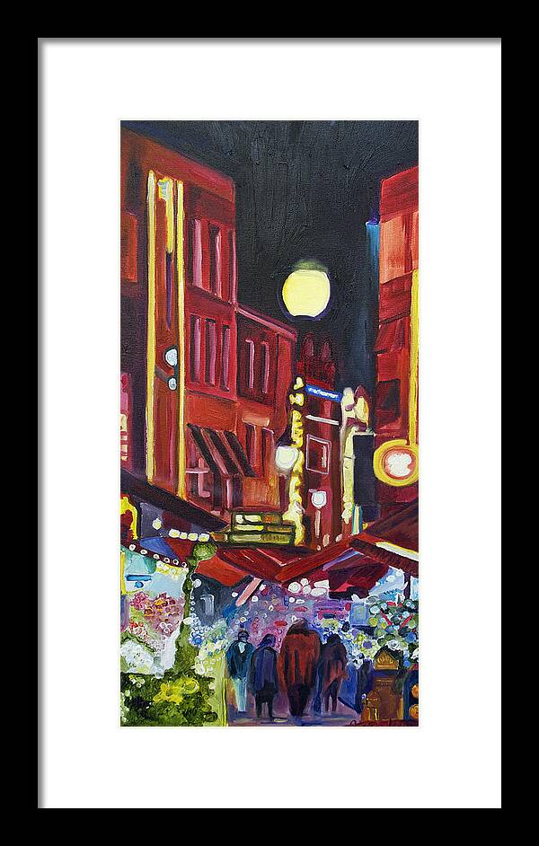 Europe Framed Print featuring the painting Night Market #1 by Patricia Arroyo