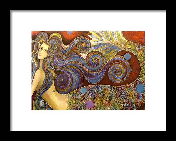 Mermaid Framed Print featuring the painting Night swimming by Monica Furlow